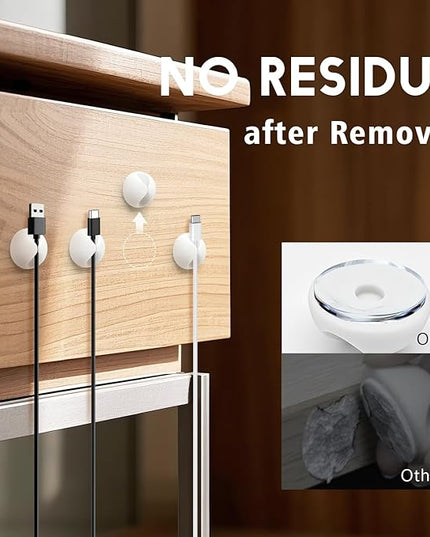 Cable Clips, Cord Holder, Adhesive Cord Clips, Wire Holder for Cable Management, Phone Charger, Desk, Wall, Nightstand and Office, White 9 PCS
