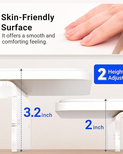 Monitor Stand Riser,31.5-Inch LED Light Wood Computer Monitor Stand with Adjustable Acrylic Legs,Desk Accessories Desktop Organizer Stand for, Computer,Laptop,Printer,PC TV Screen Riser,White