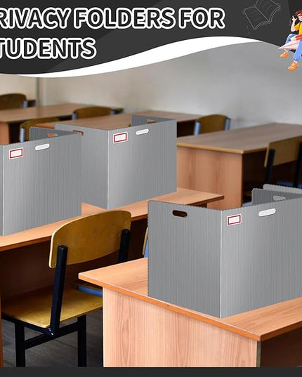 24 Pcs Desk Dividers for Students Plastic Durable and Waterproof Privacy Folders Shields Test Dividers with Classroom Privacy Boards for School Study Teacher Supplies (24pcs Grey)