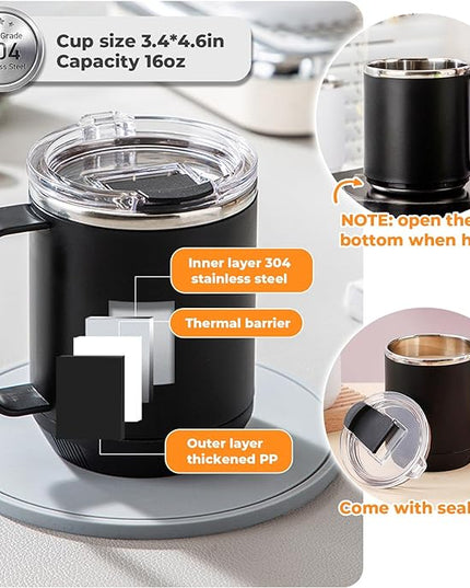 Coffee Mug Warmer Set for Desk - Candle Warmer, 9 Temp Coffee Cup Warmer Auto Shut Off, 1-12H Timer Smart Beverage Warmer, Candle Warmer Plate Candle Melter, Heated Coffee Mug, Charging Coaster