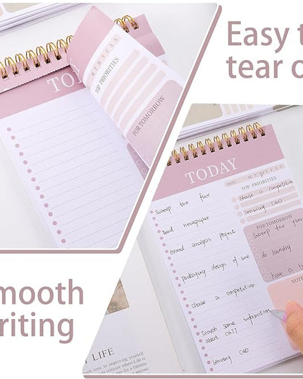 Thboxes 2 Packs To Do List Notepad, Total 208 Pages To Do List Notebook A5 Undated Daily Planner Notepad with Task Checklist Home Office School Supplies