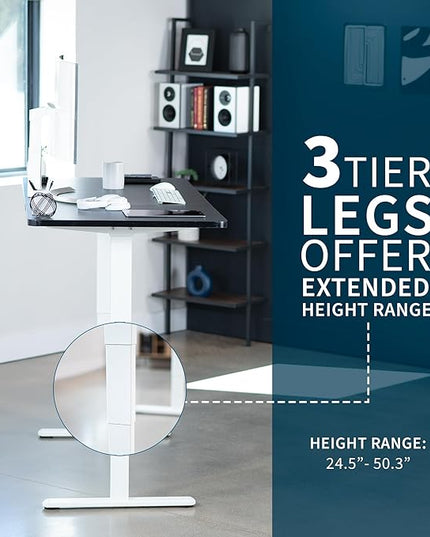VIVO Electric 71 x 30 in Dual Motor Sit Stand Desk, Memory Height Adjustment, 2B Series, Black Top White Frame, DESK-KIT-2W7B