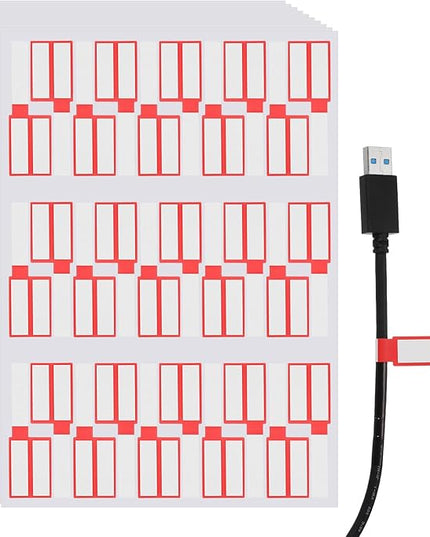 uxcell 300 Pcs Cable Labels, Waterproof Wire Cord Labels Tags, Cord Organizer Management Tags for Charger Cable Organizer Wire Markers Printer, Red