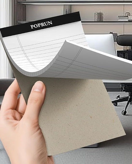 POPRUN Small White Legal Pads 5 x 8 Narrow Ruled, 100GSM Writing Paper Pad, Bulk Lined Notepad Notebooks for Work School, Classroom Office Supplies, 6 Pack