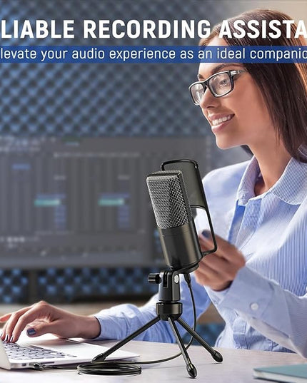 FIFINE Podcast Recording Microphone, PC USB Condenser Microphone for Streaming Vocal Music, Computer Desktop Mic with Mute Button for Windows/Mac OS-K669PRO1