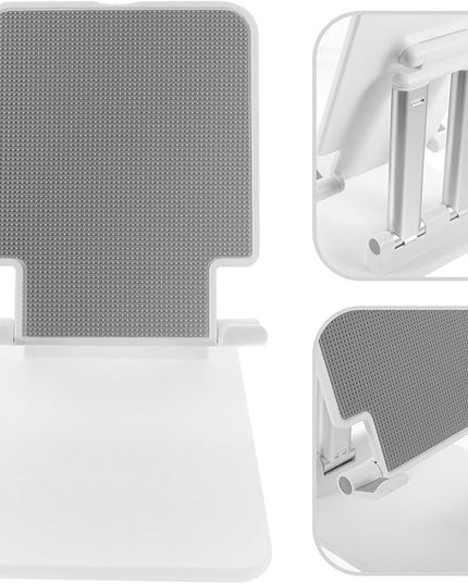 MERRYHAPY Foldable Tablet Stand Adjustable Aluminum Alloy Tablet Holder for Desk Use, Compact Desktop Bracket Compatible with Ipad and Smartphones, Pearl White