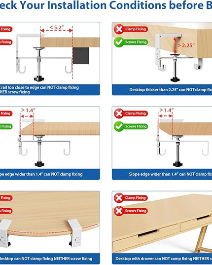 Zilink Under Desk Cable Management 30" No Drill Desk Cable Management Tray Clamp/Screw Mount Cable Tray Sturdy Waterproof Fabric Cord Organizer for Office, Home, White