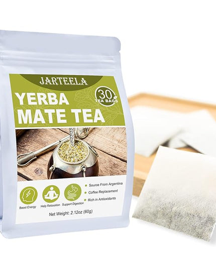 Jarteela - Yerba Mate Tea Bag, 2g x 30 Count - Unsmoked Mate Tea from Argentina - Yerba-mate Tea Bags for Relaxation - Perfect Coffee Replacement