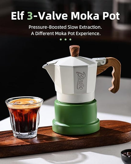 Bincoo Espresso Maker Stovetop,Camping Moka Pot 2 Cup/120ML,Stove Top Espresso Italian Coffee Maker,Easy to Use (White-green)