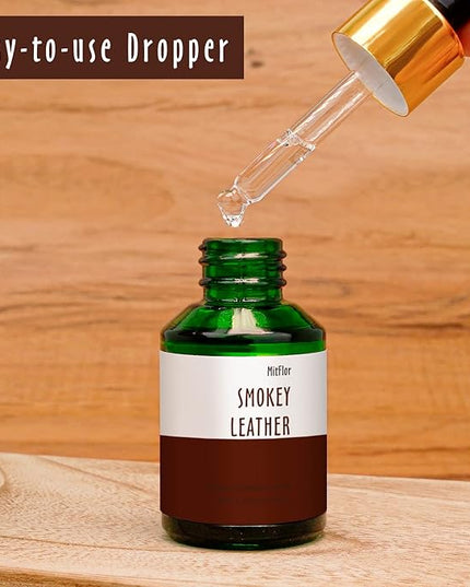 Smokey Leather Fragrance Oil, MitFlor Single Scented Essential Oil for Diffuser, Premium Grade Fragrance Oil for Soap & Candle Making, Men & Woody Scent for Home Fragrance, 30ml