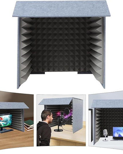 Bacocoo Portable Recording Studio,Foldable Desktop Soundproof Cover with Noise Reduction,Quick Assembly Lightweight Design for Home Broadcast,Voice Isolation,Streaming,Video Conference. (Gray)