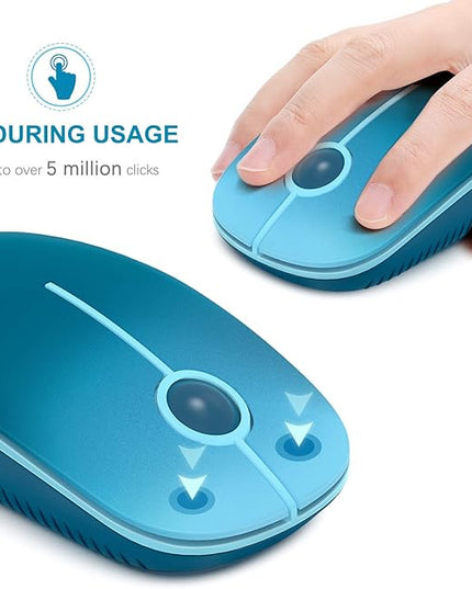 VssoPlor Wireless Mouse, 2.4G Slim Portable Computer Laptop Mouse with Nano Receiver Quiet Silent Optical Mice for Notebook, PC, Laptop, Computer-Gradient Blue