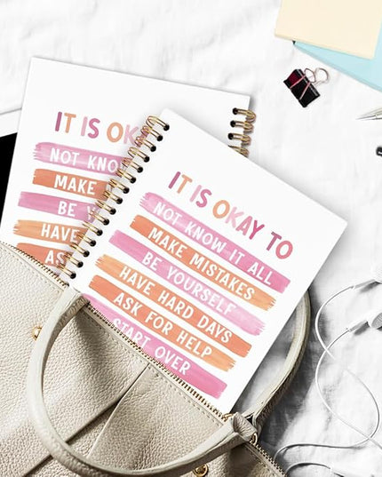 dvhdajed Pink Mental Health Spiral Notebook, It's Okay to Inspirational Journaling Notebooks, Pink Therapy Spiral Journal for Girls Women Girls, Mental Health Office School Supplies Gifts, 5.5x8.3 In