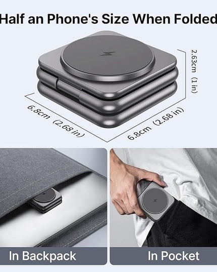 KU XIU Wireless Charger for Samsung,Zinc Alloy Foldable 3 in 1 Wireless Charging Station for Samsung Galaxy S25 Ultra S24 S23 S22 Note Z Fold 7 Flip/Buds,Fast Charger for Galaxy Watch Ultra 8 7 6 5 4