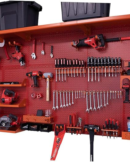 OmniWall Weekend Warrior XL Metal Pegboard Wall Organization System (Red/Orange)