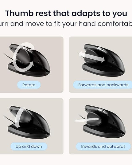 Contour Unimouse Ergonomic Vertical Mouse Adjustable 35°-70° Tilt Angle, 6 Programmable Buttons for Productivity, Customizable Thumb Rest for Wrist Pain Relief | Plug & Play Mac/PC - Wired - Right