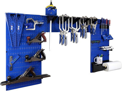 Wall Control Woodworking Tool Storage Organization Kit - Lazy Guy DIY Edition Wood Working Tool Supply Organizer for Do-It-Yourself Woodworkers and Makers (Blue Pegboard)
