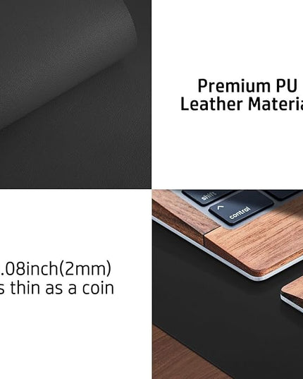 Aothia Leather Desk Pad Protector, Mouse Pad, Office Desk Mat, Non-Slip PU Leather Desk Blotter, Laptop Desk Pad, Waterproof Desk Writing Pad for Office and Home (48"x17", Black)