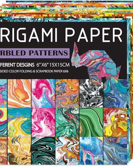 Square Origami Paper 6x6 Double Sided 50 Sheets 50 Colors 70GSM Origami Kit Japanese Chiyo Easy Fold Arts Crafts DIY Handwork Rock Color