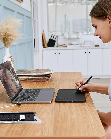 Pop up Outlet; Power Strip; Embedded countertop Outlet; 4 Power Outlets with USB-C PD 20W Fast Charging 16AWG Power Cord; Suitable for Office, Conference, Home, Book Rooms -Silver
