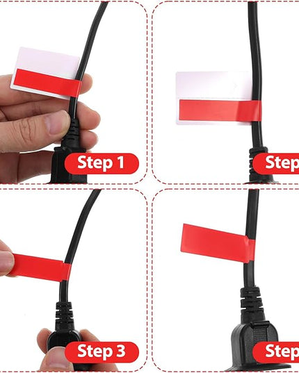 600 Pcs Cord Labels Tags, Color Coded P-Type Cable Labels Tags with Wrap-Around Design, Durable Cable Tag Label for Network Ethernet Audio Wire Organization and Identification