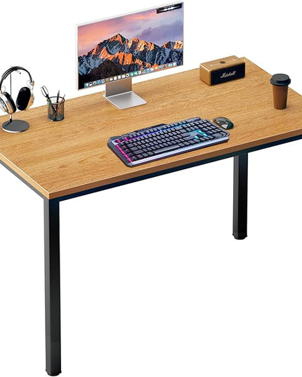 DlandHome 39 inches Small Computer Desk for Home Office Activity Table Writing Table for Small Spaces Study Table Student Laptop Desk Teak and Black DND-AC3BB-100