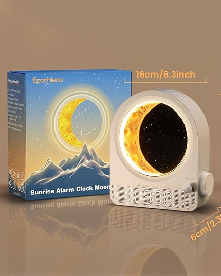 Sunrise Alarm Clock, White Noise Machine & Meteor Moonlight - 10 Soothing Sounds, Dual Alarms, 30/60/90min Timer, Easy Snooze - Bedroom Gift for Insomnia Adults/Women - White