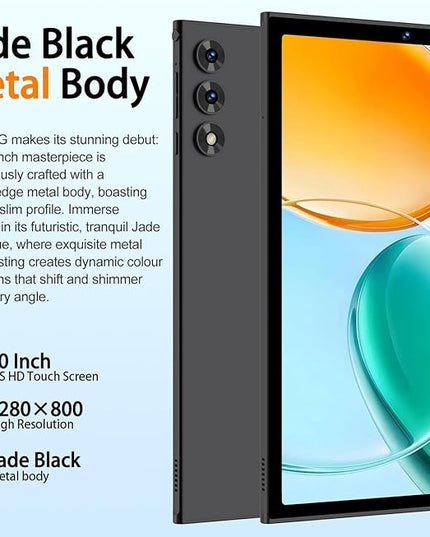 SKYEGG 2025 Android 15 Tablet 10.1 Inch Tablets, 30GB RAM 128GB ROM 1TB Expand, 8000mAh Battery, BT5.0, 2.4/5G Wi-Fi 6, Metal Body with Keyboard & Mouse, Gemini AI, Widevine L1 HD IPS Display - Black