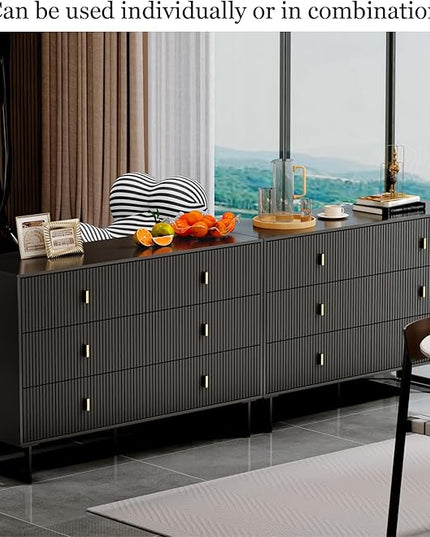 Chrangmay Modern Chest of Drawers with 6 Drawers,Deep Drawers,Clothes Organizer,Large Storage Cabinet for Living Room, Bedroom,Hallway,with Anti-Tipping Device,Black