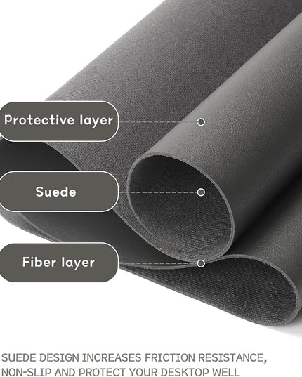 YSAGi Non-Slip Leather Desk Pad, Waterproof Laptop Computer Desk Keyboard Mat, Table Protector Blotter Mat, Large Mouse Pad for Office/Work/Home/Decor(Dark Gray, 23.6" x 13.7")