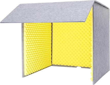 Desktop Soundproof Cover, Portable Vocal Recording Booth Isolation Booth Small Music Recording Studio Vocal Sound Absorbing Shield Sound Proof Foam Panels for Offices,Home,Recording Studios (Yellow)