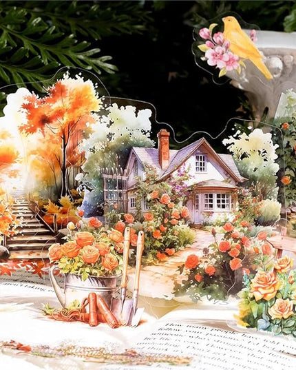 180pcs PET Garden Landscape Scrapbook Paper Journaling Sticker Flower Stickers for Scrapbooking Vintage Stickers Aesthetic Flowers Floral Sticker Pack Junk Journal Decorative Paper Scrapbook Supplies