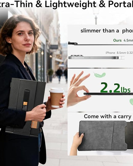 14" Triple Laptop Screen Extender, Ultra-Thin Lightweight FHD 1080P IPS Laptop Monitor Extender Portable, Extended Screen for Laptops 13-17.3" Compatible with Wins Mac Chrome Dex Phone Travel Work
