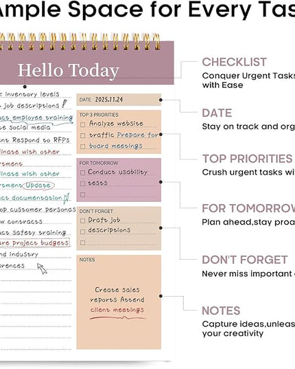 Taja To Do List Notepad - To Do List Notebook for Work with 52 Sheets, 9.8" x 6.5", Undated Daily Planner Perfect for Daily Tasks and Goal Setting, Notepad Suitable for Office, Home & School - Purple