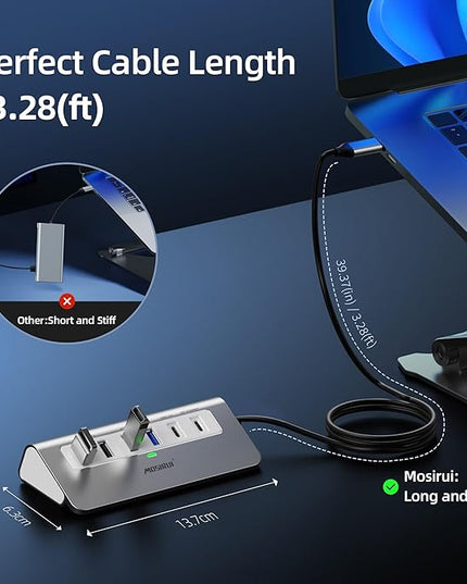USB C Hub,Mosirui 9 in 1 USB C Hub Multiport Adapter with 4K HDMI,Type C 3.0 5Gbps,USB A 3.0/2.0,PD 100W, SD/TF Card Reader,USB C Dock for MacBook Pro/Air,iPad,iMac,iPhone,HP,Dell and More (3.3 Ft)