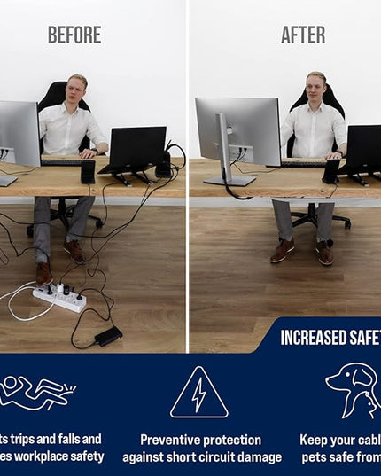 Cable Management net - Under Desk Wire Management - Flexible Under Desk Cable Management Tray White