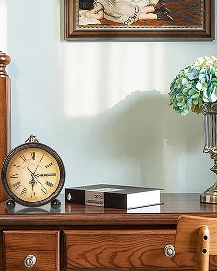 Blusaryme Loud Alarm for Deep Sleepers Desk Vintage Alarm Clock 5.25 inch Small Battery Operated Retro Clock Bedroom Live Room Decor Gift Clock