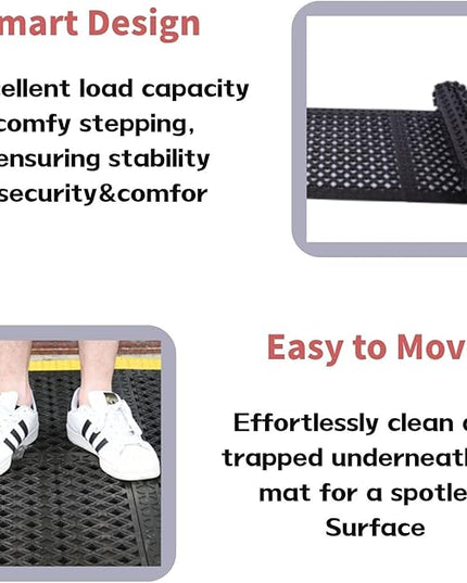 Durable Comfort Floor Mat - Anti-Slip Design for High Traffic Areas, Kitchen, Bar, Pool Decks - All-Weather Indoor/Outdoor Waterproof Mat (Easy Clean Surface)