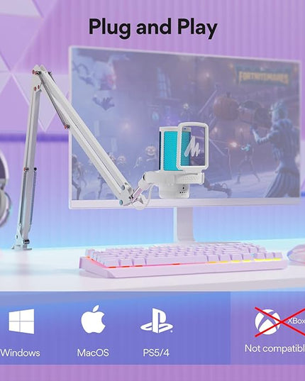 MAONO USB Gaming Microphone with Noise Cancellation, Computer PC Mic with Boom Arm, RGB Light, Mute, Gain, Monitoring Streaming Mic for Podcast, YouTube, Twitch, Discord, PS5/4, GamerWave DGM20S