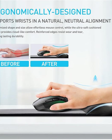univo colors Design-Wave Wrist Rest Mouce Pad,PE Mouse Sliding Panel+Artificial Sheepskin+Memory Foam+Ergonomic+Anti-Slip Gel,Resilience Support During Work and Gaming,Mouce Accessory,White