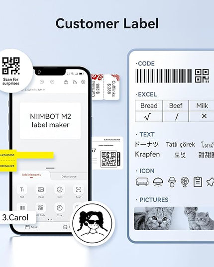 NIIMBOT M2/M3 Thermal Transfer Labels 1.97''x1.18'', for M2/M3 Label Maker, PET Material, Waterproof and High-Temperature Resistance, Long Storage Time, Silver Label Tape(50x30mm-225)
