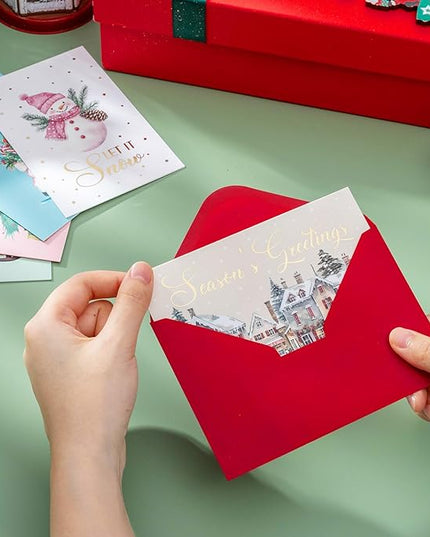 Thboxes Christmas Cards, 36 Pack Merry Christmas Cards with Envelopes & Stickers, 4x6 Inch Holiday Card, 6 Assorted Designs Greeting Card for Xmas