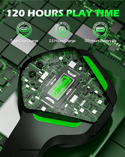 BINNUNE Wireless Gaming Headset for Xbox Series X/S, Xbox One, PS5, 120H Ultra-Long Battery, Bluetooth 5.3 Gaming Headphones with Noise-Canceling Mic, Comfortable Over-Ear Headphones,Green