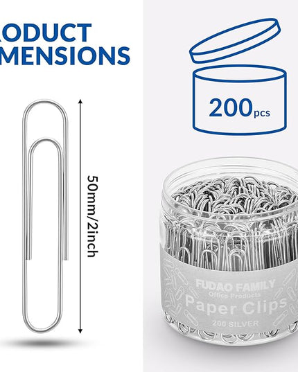 Jumbo Paper Clips, 2 Inch Paper Clip, 200 pcs Large Paperclips