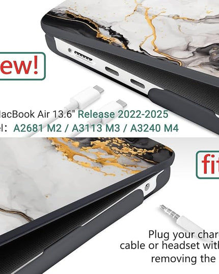 DONGKE for M4 MacBook Air 13.6 Inch Case 2025 2024 2023 2022 Model A3240 A3113 A2681 M3 M2 Chip, Plastic Hard Shell Case Cover with Touch ID for MacBook Air 13 Inch M4 - Abstract Marble