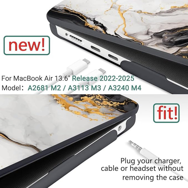 DONGKE for M4 MacBook Air 13.6 Inch Case 2025 2024 2023 2022 Model A3240 A3113 A2681 M3 M2 Chip, Plastic Hard Shell Case Cover with Touch ID for MacBook Air 13 Inch M4 - Abstract Marble