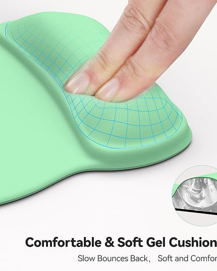 TECKNET Gel Mouse Pad with Wrist Rest, Ergonomic Office Mousepad with Wrist Support - Non-Slip & Smooth Surface Comfortable Desk Accessories Mat for Office, Gaming and Study - Green