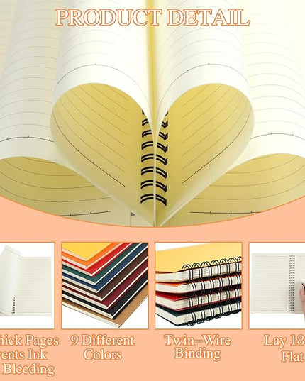 Yahenda Spiral Notebook Bulk A5 Journal Lined 8.3'' x 5.5'' Writing Composition Paper Small Notepad Subject Notebook for Students Office Business Back to School Supplies(Multi Color,36 Pcs)