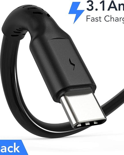 6 inch Short Fast Charging Cord, 5 Pack Durable USB A to USB Type C 3A Cable for Charging Station Compatible with Samsung Galaxy Note 9 10 S10 S20 S30 OnePlus 7T 8T LG V30 V40