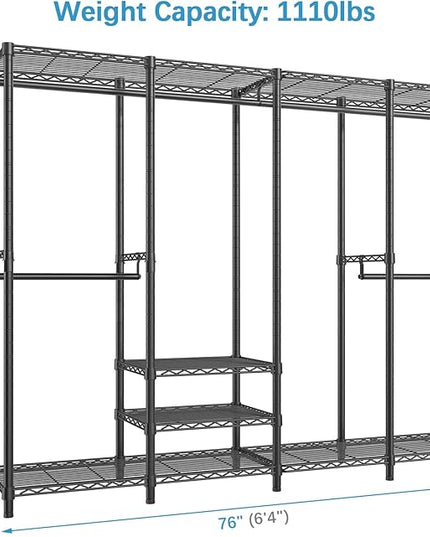 VIPEK V40 Wire Garment Rack Heavy Duty Clothes Rack for Hanging Clothes, Multi-Functional Bedroom Clothing Rack Freestanding Closet Wardrobe Rack, Max Load 1110lbs, Black